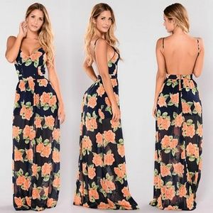 Fashion nova navy flower maxi dress New With Tags